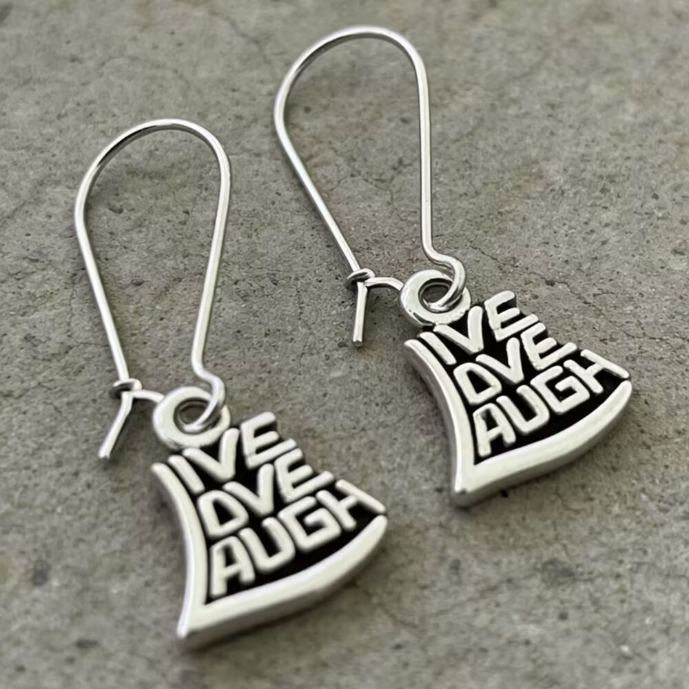 "Live Love Laugh" Dangle Earrings Silver Drop Pendant Charm Lightweight Secure